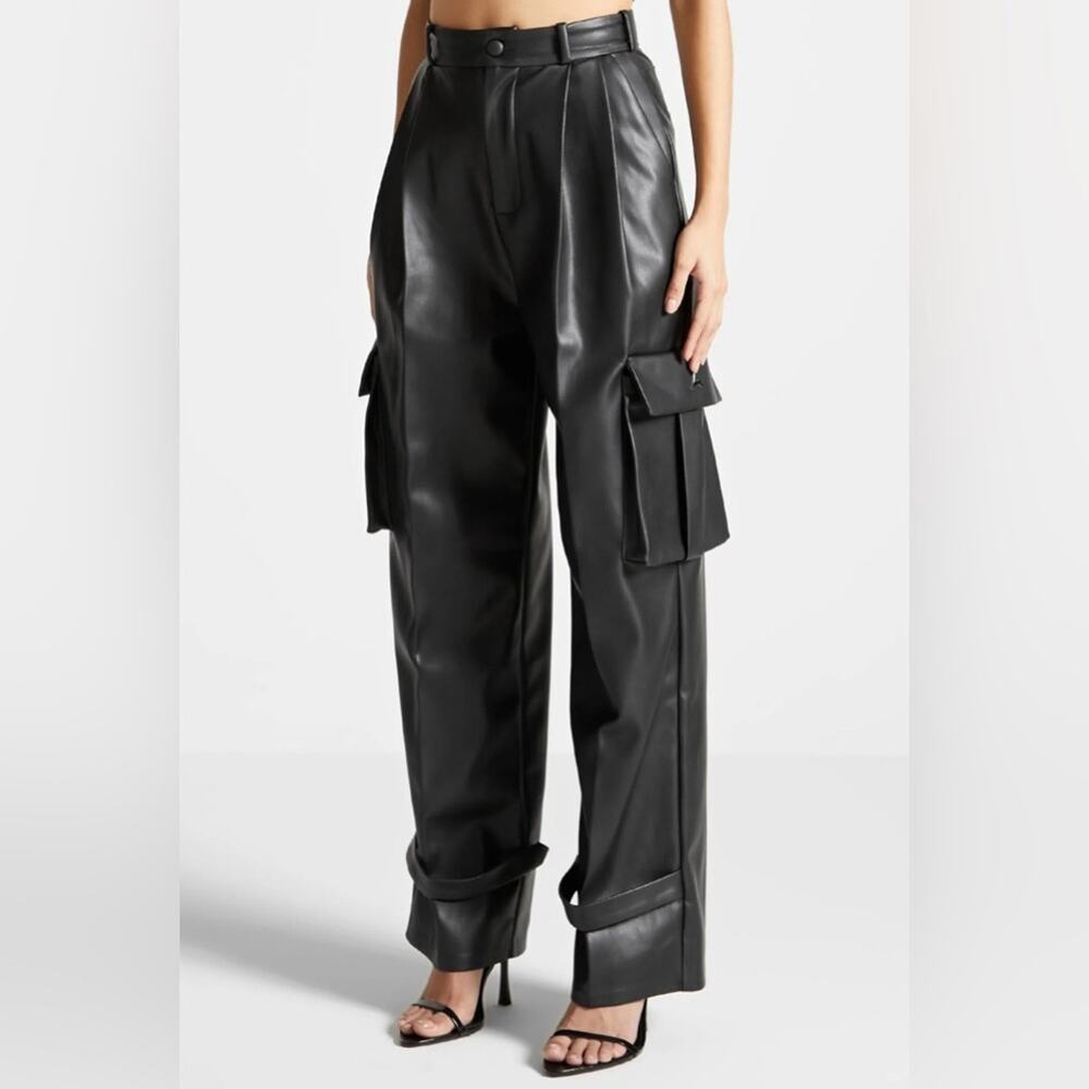 NWT MANIERED DE VOIR TAILORED PLEATED BLACK TROUSERS SIZE US 12‎